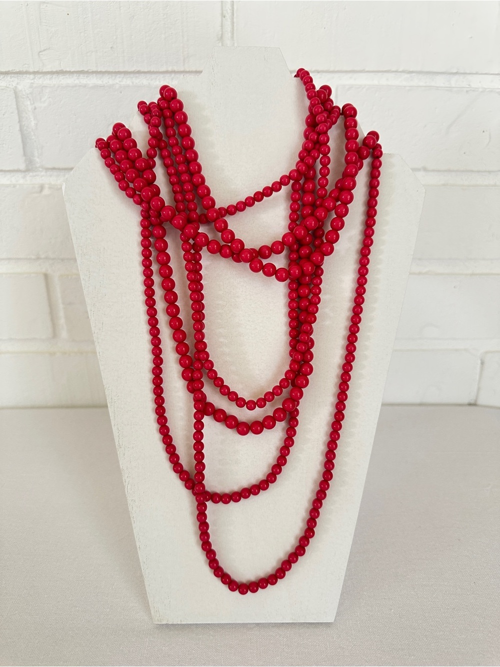 Multi-Strand Red Beaded Necklace - Women Jewelry